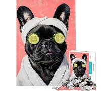 1000 Pieces Jigsaw Puzzles for Teenagers French Bulldog Spa Day Challenging To Complete Enhance Memory Hands-on Game for And from 14 Years And over (38x52cm)
