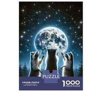 1000 Pieces Jigsaw Puzzles for Teenagers Funny Raccoon Moon Adult Puzzles Brain Teaser Game Difficult Hard Fun Activities at Home 70x50cm/1000pcs