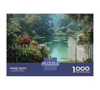 1000 Pieces Jigsaw Puzzles for Teenagers Garden Pond with Gate Puzzles for Adults Relaxing Games Stress Reliever Fun at Home Activities, 38x26cm/1000pcs
