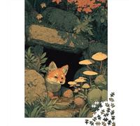 1000 Pieces Jigsaw Puzzles for Teenagers Glowing Forest Fox-1 Puzzles for Adults Relaxing Games Stress Reliever Fun at Home Activities, 52x38cm/1000pcs