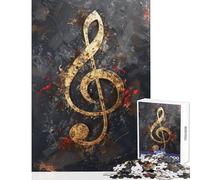 1000 Pieces Jigsaw Puzzles for Teenagers Gold Music Notes Fun Games Precision Cutting Home Decoration Toys Enhance Love between Couples (50X75cm)