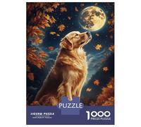 1000 Pieces Jigsaw Puzzles for Teenagers Golden Moonlit Dog Puzzle for Adults Relax Games Hand Speed Race Christmas Birthday Gifts 52x38cm/1000pcs