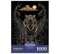 1000 Pieces Jigsaw Puzzles for Teenagers Golden Tiger in Moonlit Jungle Jigsaw for Adults Hands-on Game Pattern Assembly Fun at Home Activities, 70x50cm/1000pcs