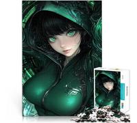 1000 Pieces Jigsaw Puzzles for teenagers Green-Eyed Anime Girl Schwierig Schwer Lernspiel für Geburtstag, Weihnachten52x38cm
