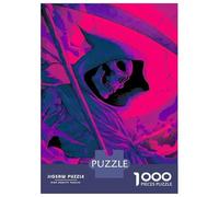 1000 Pieces Jigsaw Puzzles for Teenagers Grim Reaper in Purple And Blue Puzzles for Adults Relaxing Games Stress Reliever Fun at Home Activities, 38x26cm/1000pcs