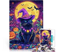 1000 Pieces Jigsaw Puzzles for teenagers Halloween Witch Cat Für Familienspaß Geburtstagsgeschenk, Geschenke38x26cm
