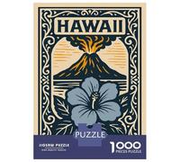 1000 Pieces Jigsaw Puzzles for Teenagers Hawaii Volcano And Hibiscus Illustration Puzzle for Adults Relax Games Hand Speed Race Christmas Birthday Gifts 52x38cm/1000pcs