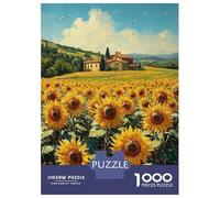 1000 Pieces Jigsaw Puzzles for Teenagers Impressionist Inspired Sunflower Field And Countryside Adult Puzzles Brain Teaser Game Difficult Hard Fun Activities at Home 52x38cm/1000pcs