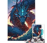 1000 Pieces Jigsaw Puzzles for Teenagers Infernal Azure︰ The Flame-Scaled Dragon Jigsaw Puzzle Fun Games Home Decoration Fun at Home Activities, (Size 38x52cm)