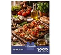 1000 Pieces Jigsaw Puzzles for Teenagers Italian Bruschetta with Tomatoes And Mozzarella Jigsaw for Adults Hands-on Game Pattern Assembly Fun at Home Activities, 70x50cm/1000pcs