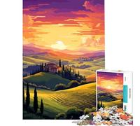 1000 Pieces Jigsaw Puzzles for Teenagers Italian Sunset Fields Learning Educational Toys Relaxing Games A Work of Art Gifts Birthday (Size 38x26cm)