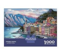 1000 Pieces Jigsaw Puzzles for Teenagers Italian Village Harbor Scene Adult Puzzles Brain Teaser Game Difficult Hard Fun Activities at Home 70x50cm/1000pcs