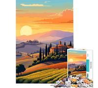 1000 Pieces Jigsaw Puzzles for Teenagers Italy Art Tuscany Sunset Learning Educational Toys Relaxing Games A Work of Art Gifts Birthday (Size 38x26cm)