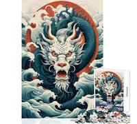 1000 Pieces Jigsaw Puzzles for Teenagers Japan Dragon Sea Wave Fury Educational Games Improve Memory Home Decoration Toys Birthday Present, Gifts, (52X38cm)