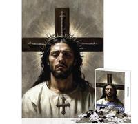 1000 Pieces Jigsaw Puzzles for Teenagers Jesus Christ Fun Games Precision Cutting Home Decoration Toys Enhance Love between Couples (26X38cm)