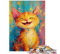 1000 Pieces Jigsaw Puzzles for Teenagers Joyful Kitty Splash Hands-on Game Staycation Kill Time Home Decoration Toys Birthday Present, Gifts, Size 38x26cm