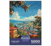 1000 Pieces Jigsaw Puzzles for Teenagers Kigali, Rwanda Cityscape Illustration Jigsaw Puzzle Relaxing Games Analysis And Logic Challenging Game Gifts 70x50cm/1000pcs