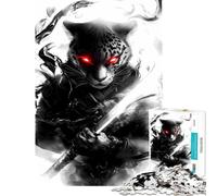 1000 Pieces Jigsaw Puzzles for Teenagers Leopard Samurai Warrior Animal Fun Activities at Home Tough Challenge Practical Game Suitable for People Aged 14 And Above (38x26cm)