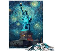 1000 Pieces Jigsaw Puzzles for Teenagers Liberty's Starry Night Hands-on Game Staycation Kill Time Home Decoration Toys Birthday Present, Gifts, Size 75x50cm