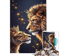 1000 Pieces Jigsaw Puzzles for Teenagers Lion King And Queen Portrait Fun Activities at Home Learning Educational Family Game for And 14 Years And over (38X52cm)