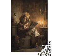 1000 Pieces Jigsaw Puzzles for Teenagers Lion Reading Newspaper in Bathroom Jigsaw Puzzle Relaxing Games Analysis And Logic Challenging Game Gifts 38x26cm/1000pcs