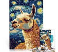 1000 Pieces Jigsaw Puzzles for teenagers Llama Starry Night Hands-on-Spiel Einzigartige Geburtstags- und Geschenkideen52x38cm