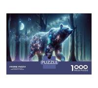 1000 Pieces Jigsaw Puzzles for Teenagers Magical Forest Bear Night Scene Puzzle for Adults Relaxing Games Home Decoration Challenging Game Gifts 70x50cm/1000pcs