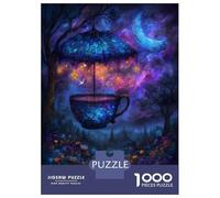 1000 Pieces Jigsaw Puzzles for Teenagers Magical Teacup Under Starry Umbrella Puzzles for Adults Relaxing Games Stress Reliever Fun at Home Activities, 38x26cm/1000pcs