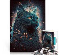 1000 Pieces Jigsaw Puzzles for teenagers Maine Coon Cat Fairy tale Schwierig Schwer mit passendem Poster und Quizblatt52x38cm