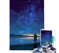 1000 Pieces Jigsaw Puzzles for Teenagers Man Gazing at Starry Night Sky Fun Activities at Home Learning Educational Family Game for And 14 Years And over (38X52CM)