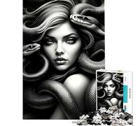 1000 Pieces Jigsaw Puzzles for Teenagers Medusa The Gorgon B﹨uW Fun Activities at Home Enhance Memory Toy Wall Decor for And from 14 Years And over (38x52cm)