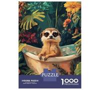 1000 Pieces Jigsaw Puzzles for Teenagers Meerkat in A BathTub Puzzles for Adults Relaxing Games Stress Reliever Fun at Home Activities, 70x50cm/1000pcs