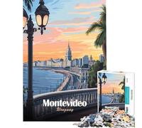 1000 Pieces Jigsaw Puzzles for Teenagers Montevideo Uruguay Cityscape Travel Poster Art Learning Educational Toys for Educational Game Improve Memory Gifts Birthday (Size 50x75cm)