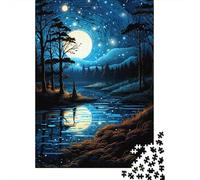 1000 Pieces Jigsaw Puzzles for Teenagers Moonlit Forest Reflections Puzzles for Adults Relaxing Games Stress Reliever Fun at Home Activities, 38x26cm/1000pcs