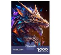 1000 Pieces Jigsaw Puzzles for Teenagers Mystical Dragon Head Adult Puzzles Brain Teaser Game Difficult Hard Fun Activities at Home 70x50cm/1000pcs
