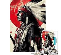 1000 Pieces Jigsaw Puzzles for Teenagers Native American Warrior Educational Challenge Staycation Kill Time Relax Games for 14+ Puzzle Game Offered (38X52CM)