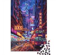 1000 Pieces Jigsaw Puzzles for Teenagers Neon Cityscape Vibrant Nightlife -1 Jigsaws for Adults Hands-on Game But Fun And Humorous Unique Birthday And Xmas Gifts 52x38cm/1000pcs