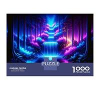1000 Pieces Jigsaw Puzzles for Teenagers Neon Forest Waterfall-1 Puzzle for Adults Relaxing Games Home Decoration Challenging Game Gifts 52x38cm/1000pcs