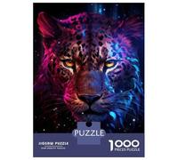 1000 Pieces Jigsaw Puzzles for Teenagers Neon Leopard Wall Art Print-1 Puzzle for Adults Relaxing Games Home Decoration Challenging Game Gifts 38x26cm/1000pcs