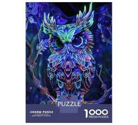 1000 Pieces Jigsaw Puzzles for Teenagers Neon Owl Art Jigsaw for Adults Hands-on Game Pattern Assembly Fun at Home Activities, 70x50cm/1000pcs