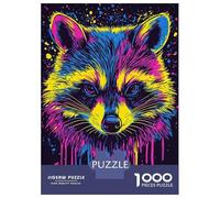 1000 Pieces Jigsaw Puzzles for Teenagers Neon Raccoon Art Jigsaws for Adults Hands-on Game But Fun And Humorous Unique Birthday And Xmas Gifts 38x26cm/1000pcs