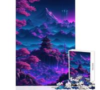 1000 Pieces Jigsaw Puzzles for Teenagers Neon Vaporwave Landscape Jigsaw Puzzle 1000 Home Decoration Toys Gifts Ideas Stress Reliever (38x52cm)