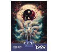 1000 Pieces Jigsaw Puzzles for Teenagers Nine-Tailed Fox Yin Yang Puzzle for Adults Family Games Presents for Women Christmas Birthday Gifts 52x38cm/1000pcs