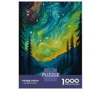 1000 Pieces Jigsaw Puzzles for Teenagers Northern Lights Over Forest River Puzzles for Adults Relaxing Games Stress Reliever Fun at Home Activities, 52x38cm/1000pcs