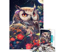 1000 Pieces Jigsaw Puzzles for Teenagers Owl Among Flowers at Night Challenging To Complete Enhance Memory Hands-on Game for And from 14 Years And over (50x75cm)