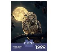 1000 Pieces Jigsaw Puzzles for Teenagers Owl Under Full Moon Jigsaw for Adults Hands-on Game Pattern Assembly Fun at Home Activities, 52x38cm/1000pcs