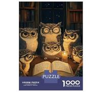 1000 Pieces Jigsaw Puzzles for Teenagers Owls Reading by Candlelight Puzzles for Adults Relaxing Games Stress Reliever Fun at Home Activities, 52x38cm/1000pcs