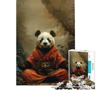 1000 Pieces Jigsaw Puzzles for Teenagers Panda Monk Mystic Meditate Learning Educational Toys for Educational Game Improve Memory Gifts Birthday (Size 50x75cm)