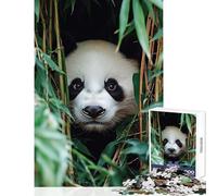 1000 Pieces Jigsaw Puzzles for Teenagers Panda Peering through Bamboo Forest Home Decoration Toys Gifts Ideas Relax Games Wishlist with Santa Claus Size 38x52cm
