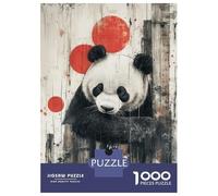 1000 Pieces Jigsaw Puzzles for Teenagers Panda with Red Circles Panda Rustic Wall Art Jigsaw Puzzle DIY Toys Birthday Present Christmas Birthday Gifts 38x26cm/1000pcs